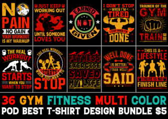 GYM Fitness T-Shirt Design Bundle