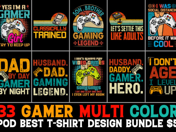 Gamer t-shirt design bundle