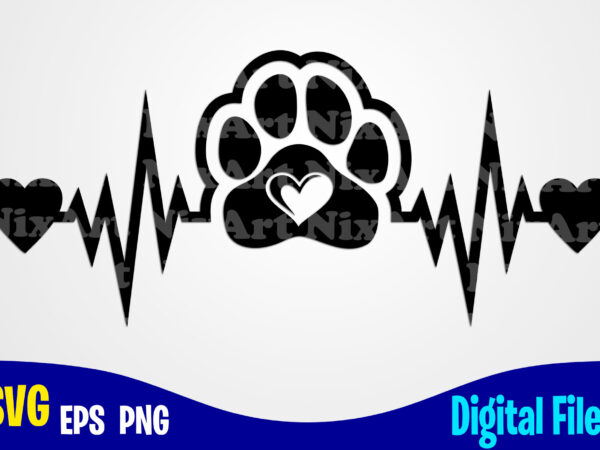 Heartbeat svg, png, dog paw sublimation and cut design