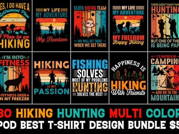 Hiking hunting t-shirt design bundle