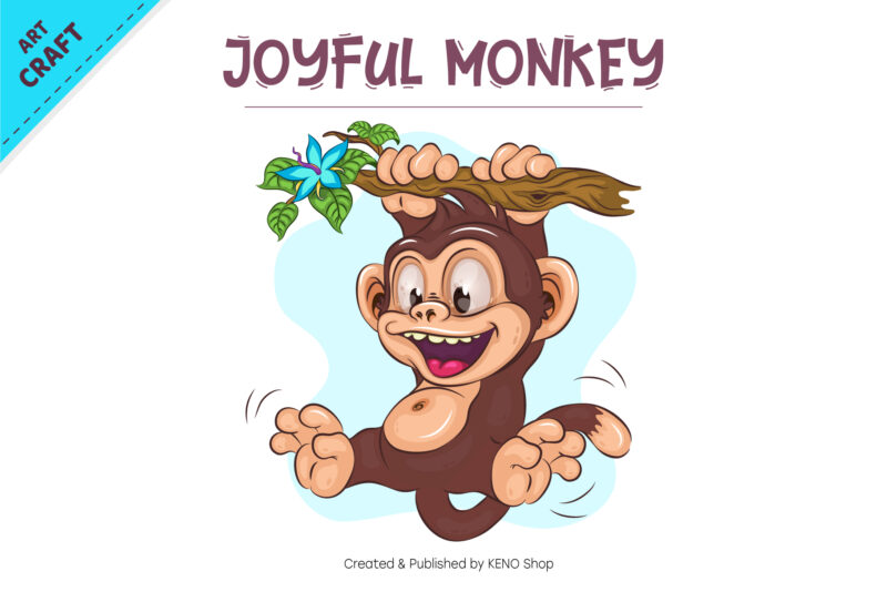 Joyful Cartoon Monkey. Crafting, Sublimation.