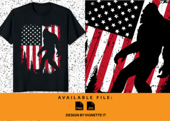 Bigfoot 4th of July American USA Flag Patriotic shirt print template, USA independence day shirt design