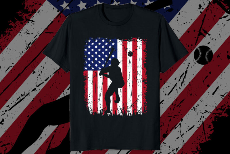 American Flag Baseball USA 4th of July Baseball mom shirt print template, USA independence day
