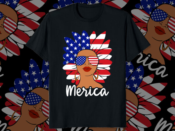 American girl 4th of july american freedom day usa flag afro women african girl fourth of july shirt print template t shirt vector