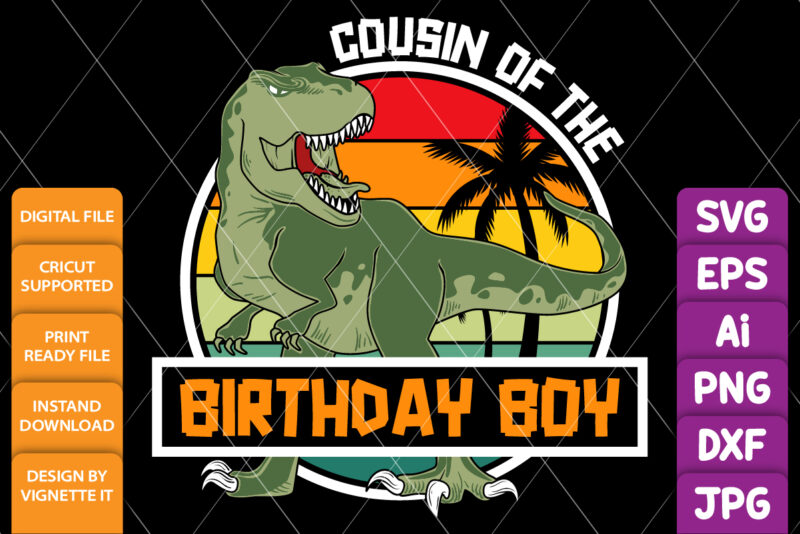 T Rex Dinosaur Cartoon Standing PNG & SVG Design For T-Shirts