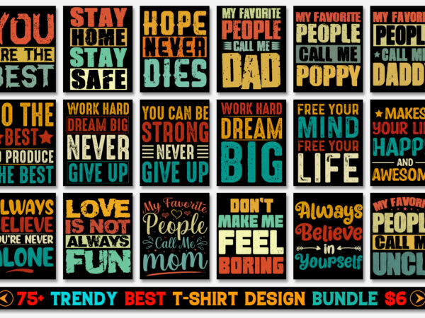 Motivational quotes t-shirt design bundle