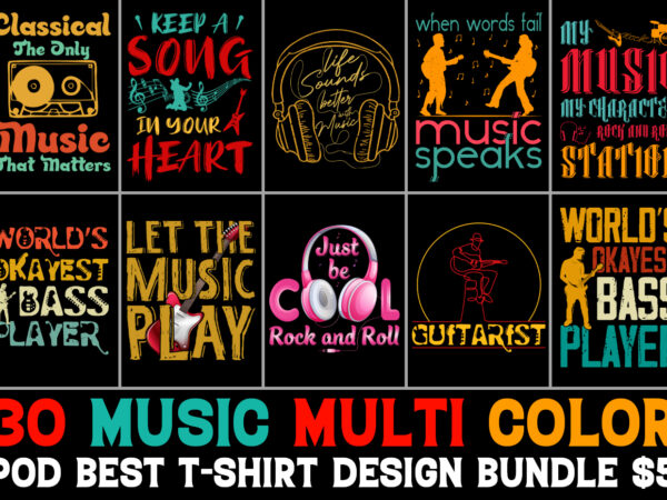 Music t-shirt design bundle