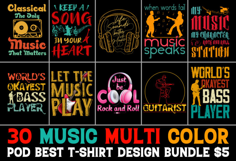 Music T-Shirt Design Bundle