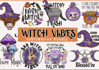 Witch vibes Sublimation Bundle t shirt design for sale