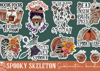 Spooky Skeleton Sublimation Bundle t shirt template vector