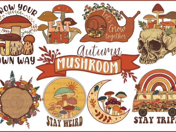 Autumn mushroom sublimation bundle t shirt vector
