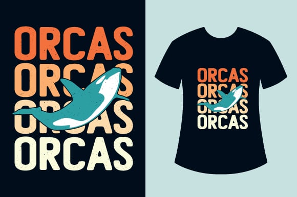 Orca t-shirt design vector illustration, Retro Vintage Orca T-shirt Designs, Killer whale orca T-shirts