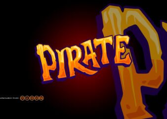 Pirate text style hand drawn illustrations
