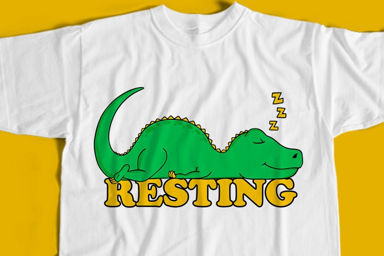 Resting Dino T-Shirt Design for Commercial Use