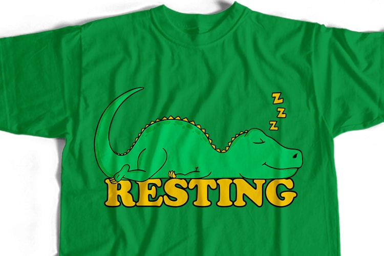 Resting Dino T-Shirt Design for Commercial Use