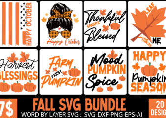 Fall SVG Bundle , Fall T-Shirt Design Bundle , Fall SVG Bundle Quotes , Funny Fall SVG Bundle 20 Design , Fall svg bundle, autumn svg, hello fall svg, pumpkin