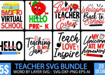 Teacher SVG Bundle , Teacher T-Shirt Design Bundle , Back to School SVG , Back to SVG Bundle, Teacher Svg Design,Teacher Svg Cut File,Teacher Svg Design 2022,Teacher Svg free,Teacher Svg