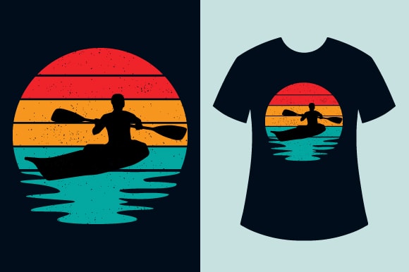 Retro Sunset Kayak T Shirt Design Bundle, Kayak T Shirt Design, Retro Vintage Sunset Outdoor T Shirt