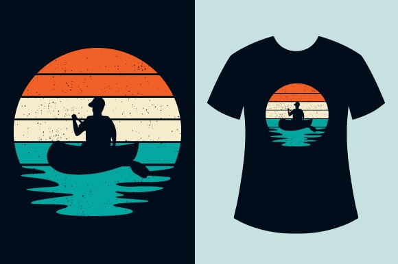 Retro Sunset Kayak T Shirt Design Bundle, Kayak T Shirt Design, Retro Vintage Sunset Outdoor T Shirt