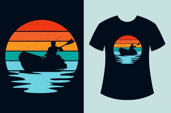 Retro Sunset Kayak T Shirt Design Bundle, Kayak T Shirt Design, Retro Vintage Sunset Outdoor T Shirt