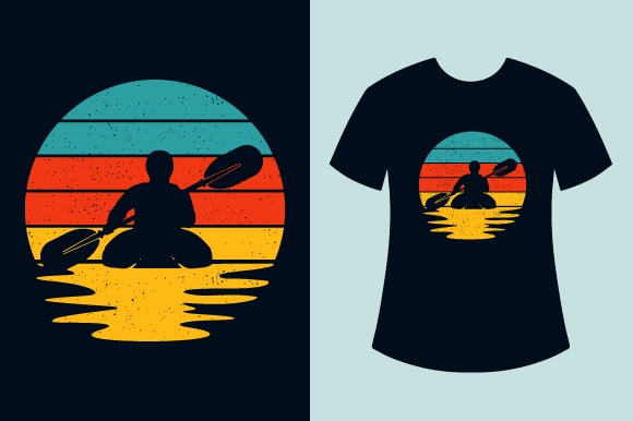 Retro Sunset Kayak T Shirt Design Bundle, Kayak T Shirt Design, Retro Vintage Sunset Outdoor T Shirt