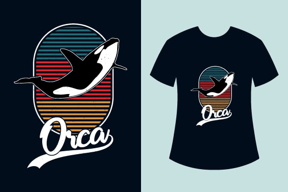 Orca t-shirt design vector illustration, Retro Vintage Orca T-shirt Designs, Killer whale orca T-shirts