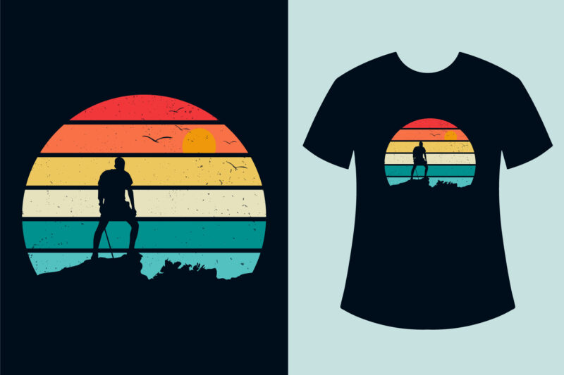 Hiking T Shirt Design Bundle, Retro Vintage Sunset Hiking T Shirt Design Bundle, Retro Sunset Mountain Hiking T Shirt Design Bundle, Outdoor, Adventure, Hiking T Shirt Design