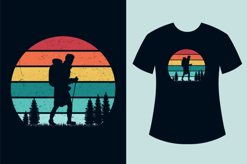 Hiking T Shirt Design Bundle, Retro Vintage Sunset Hiking T Shirt Design Bundle, Retro Sunset Mountain Hiking T Shirt Design Bundle, Outdoor, Adventure, Hiking T Shirt Design