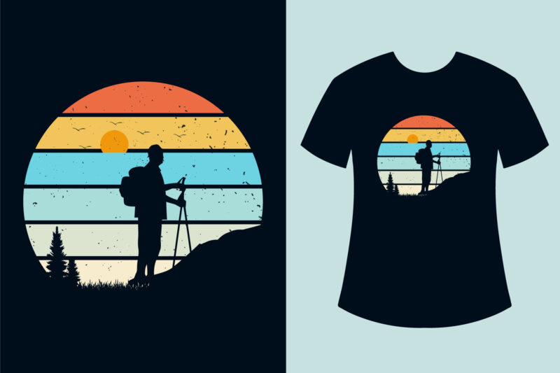 Hiking T Shirt Design Bundle, Retro Vintage Sunset Hiking T Shirt Design Bundle, Retro Sunset Mountain Hiking T Shirt Design Bundle, Outdoor, Adventure, Hiking T Shirt Design