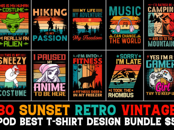 Retro vintage t-shirt design bundle