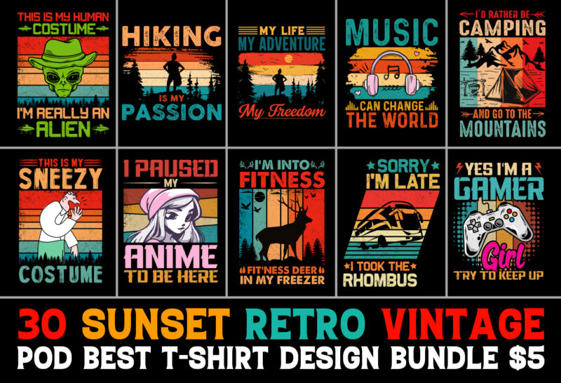 Retro Vintage T-Shirt Design Bundle