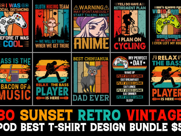 Retro vintage t-shirt design bundle