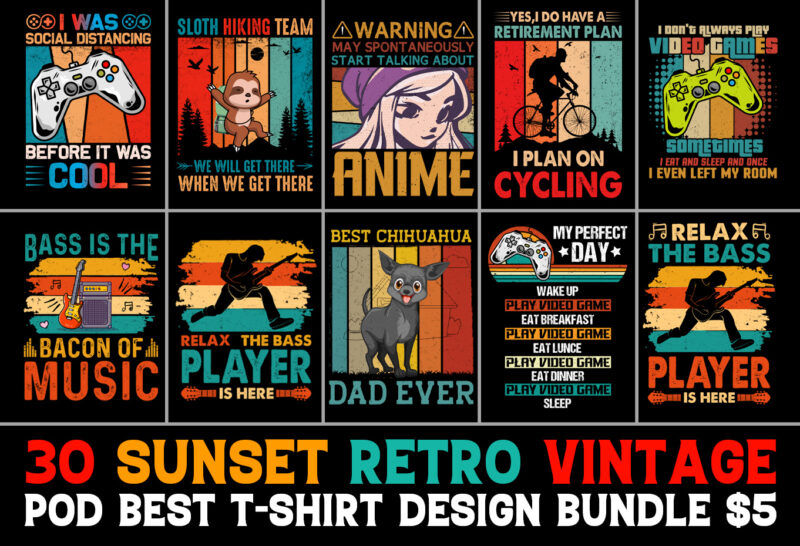 Retro Vintage T-Shirt Design Bundle