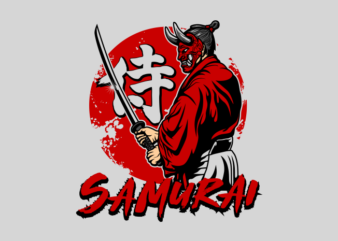 SAMURAI ONI DEMON MASK t shirt template vector