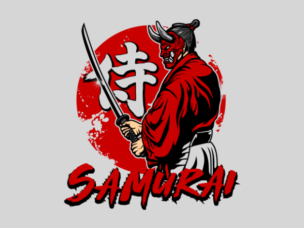 SAMURAI ONI DEMON MASK t shirt template vector SAMURAI ONI DEMON MASK t shirt template vector