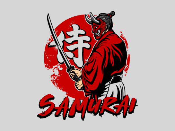 Samurai oni demon mask t shirt template vector