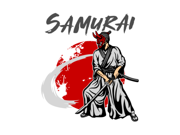 Samurai oni fight t shirt template vector