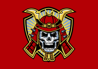 SAMURAI SKULL BADGE t shirt template vector