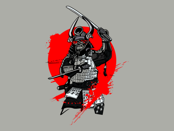 Samurai war t shirt template vector