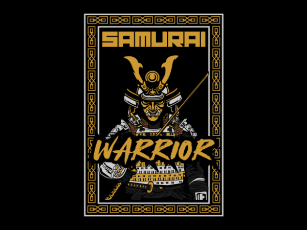 Samurai warrior poster t shirt template vector
