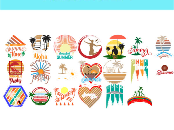 Vintage-summer-bundle 6 this bundle contains 20+ designs of high resolution (300 dpi) png, files with transparent backgrounds. 2022, amazon, beach, best, bundle, camp, circle, color, colorful, custom, design, designs, eps,