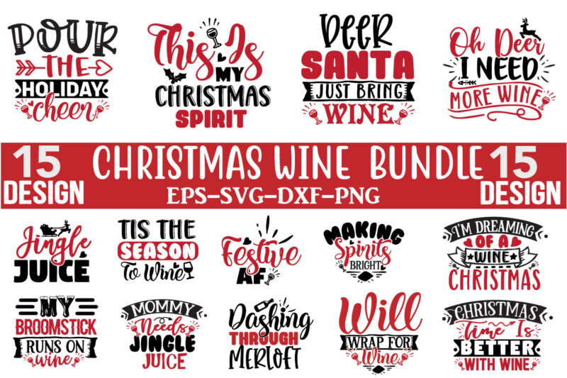 Wine Christmas SVG Design Bundle