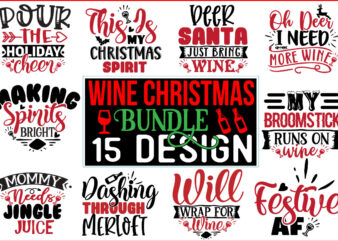 Wine Christmas SVG Design Bundle