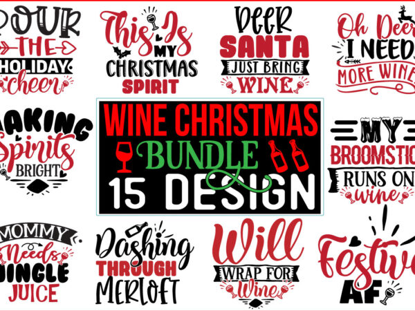 Wine christmas svg design bundle