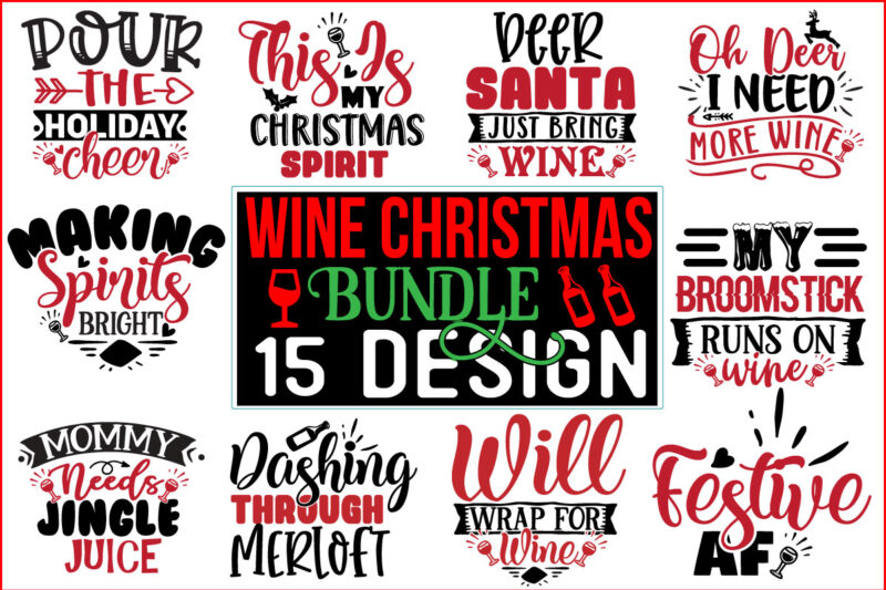 Wine Christmas SVG Design Bundle