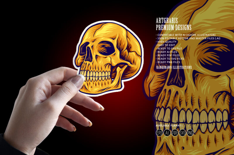 Classic skull head logo mascot illustrations