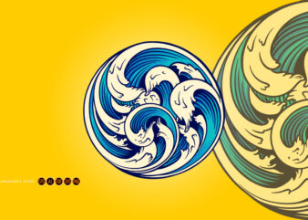 Summer tropical beach wave swirls illustrations