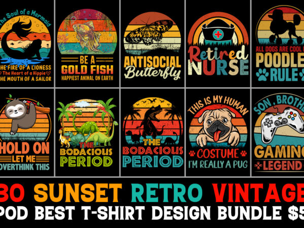 Sunset Retro T-Shirt Design Bundle