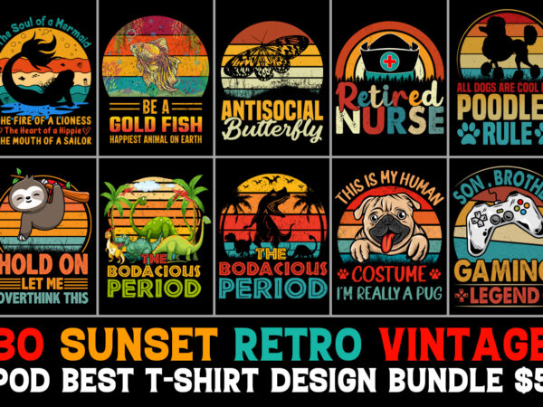 Sunset Retro T-Shirt Design Bundle Sunset Retro T-Shirt Design Bundle