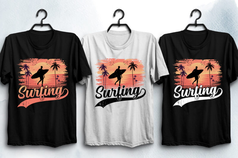 Surfing T-Shirt Design Bundle